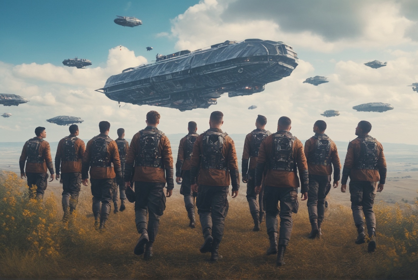 falloutcinematic,  multiple boys,  multiple brotherhood of steel recruits on Tensor.Art