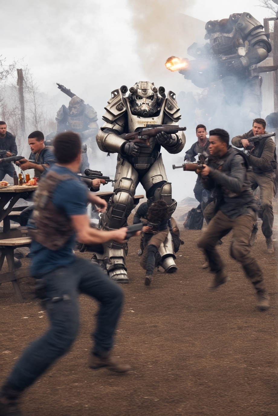 falloutcinematic,  action shot,  power armor on Tensor.Art