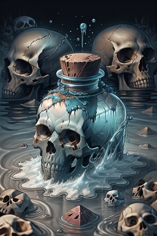 water,  skull,  DtRRd by Oni Toki on Tensor.Art