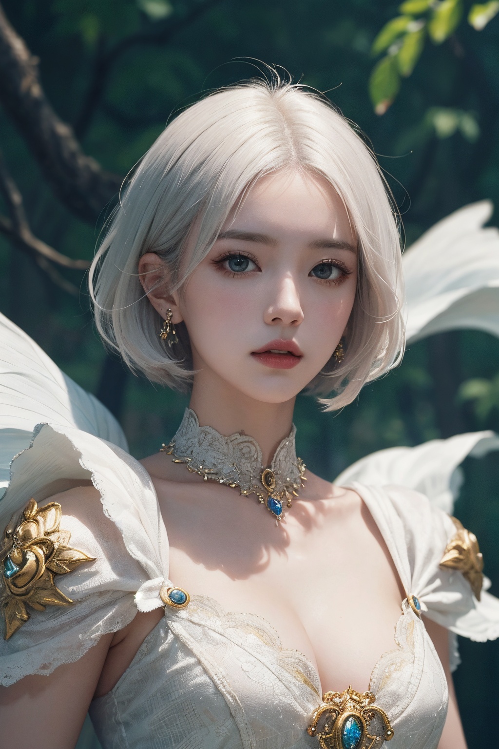 short white hair,  1girl,  accessories on Tensor.Art