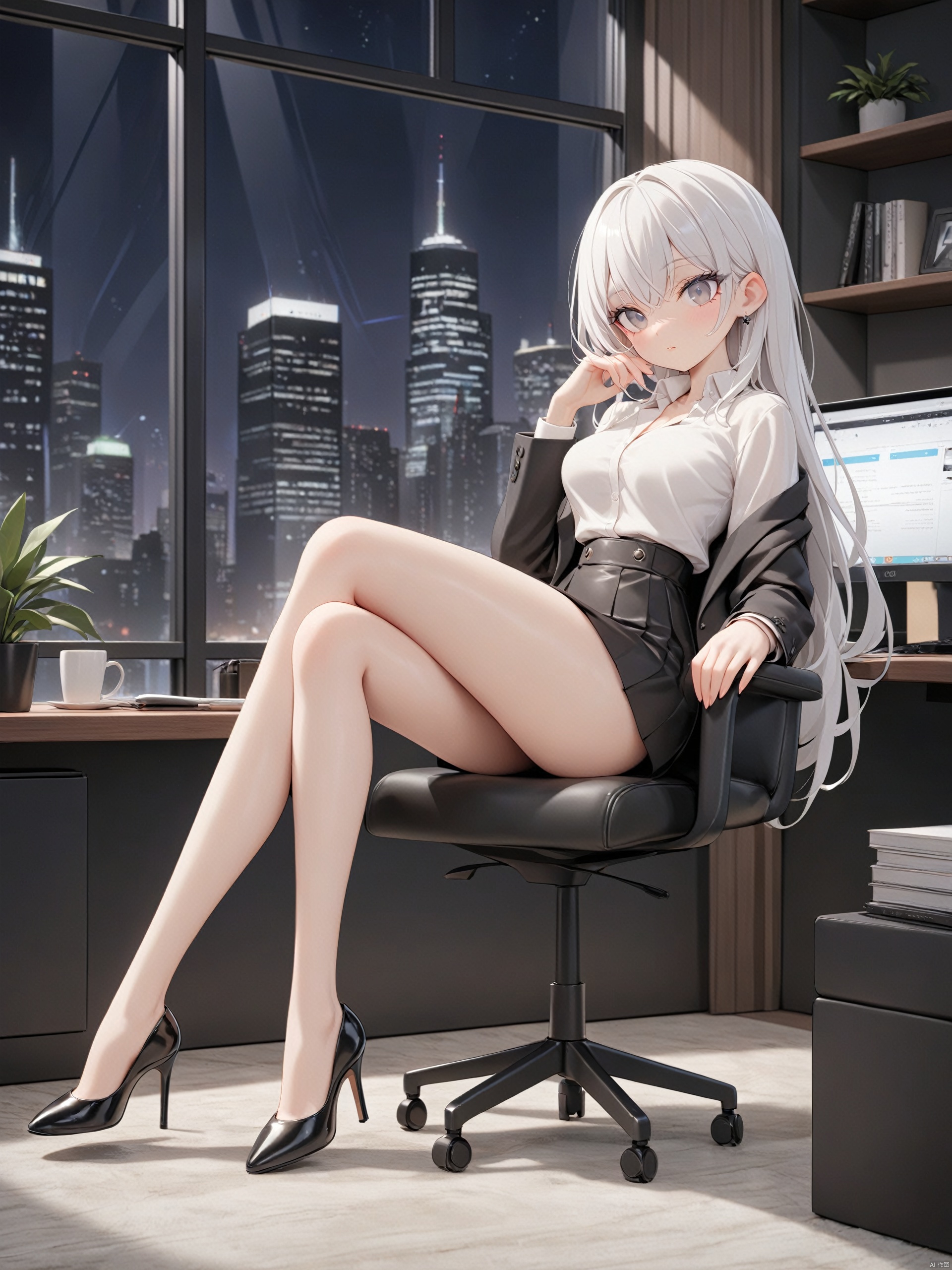 Woman wearing business outfit,  formal blazer,  white blouse on Tensor.Art