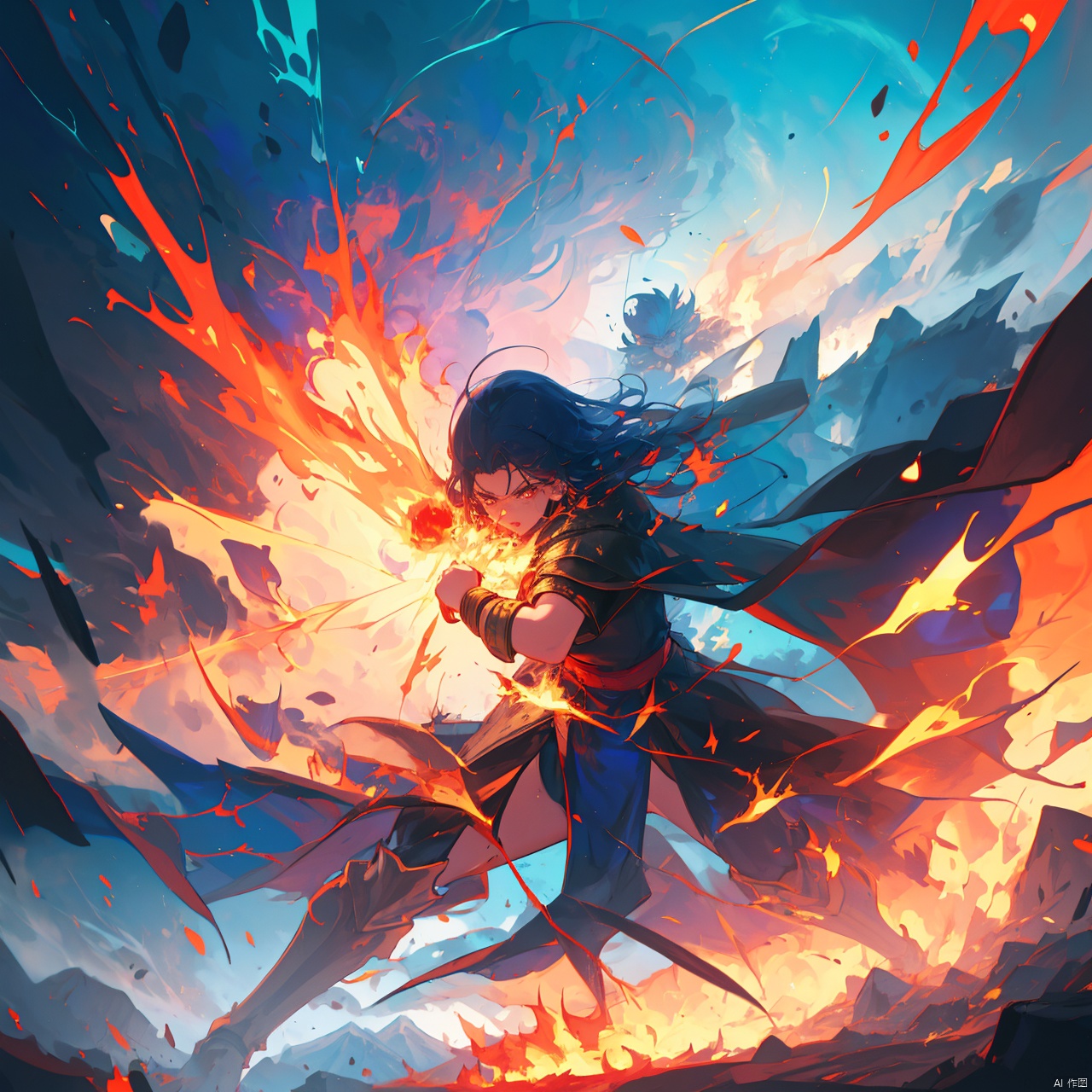 A female mage is casting spells,  including female armor,  wristbands by 荣耀之心 on Tensor.Art