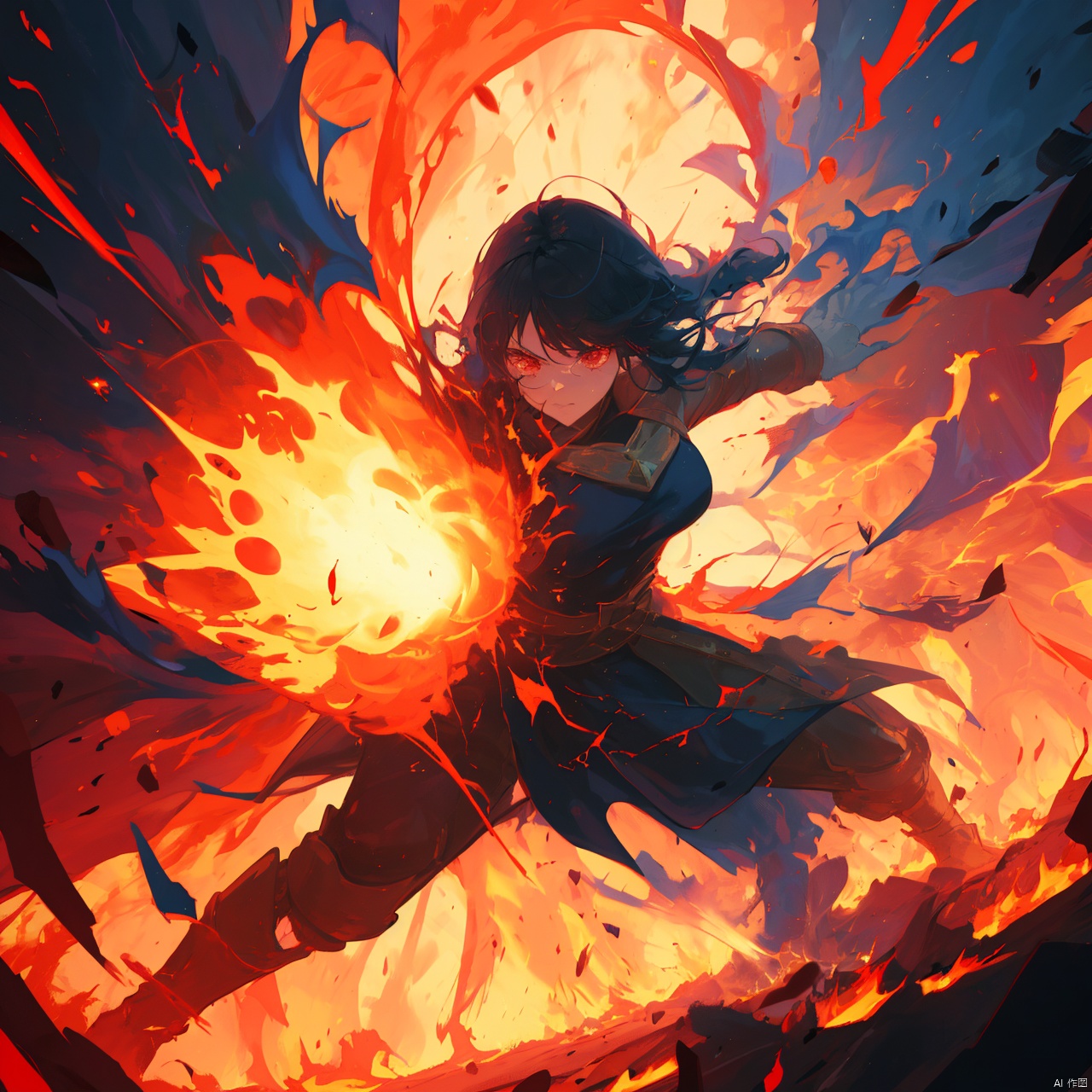 Solo,  A woman is in battle,  a female mage by 荣耀之心 on Tensor.Art