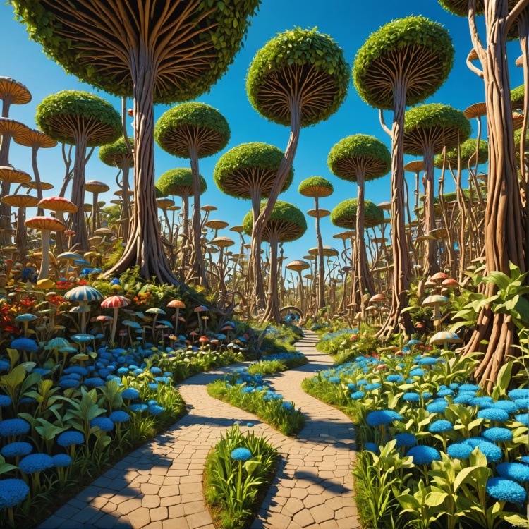 (wonderland:1),
(     Ecological Park





:1),
﻿
﻿
Blue sky,
No clouds,
,
best quality, masterpiece, high res, absurd res,
perfect lighting, intricate details,