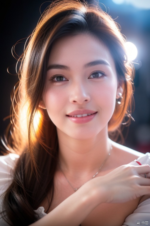 (RAW photogr, Best quality at best), ((Affection,1980s style)),(An artistic girl:1.2),(actual, photo-actual:1.3), Extremely Delicately Beautiful, Amazing Cleavage, finely detailled, (humongous large breast:1.3), tmasterpiece, ultra - detailed, A high resolution,Most Best Illustration, The best shadow,iintricate,depth of fields,(Close-up portrait of a young beautiful woman:1.2),long whitr hair,messy  hair,((((low tune,Dark scene,dimly lit)))),(((gentlesoftlighting:1.4))),(pale-skinned:1.4),(smile shy),(Movie Angle),Focus sharp, volume fog, 8k ultra high definition, SLR camera, high qulity,( filmgrain:1.4), XT3,(looking at viewert), pale-skinned