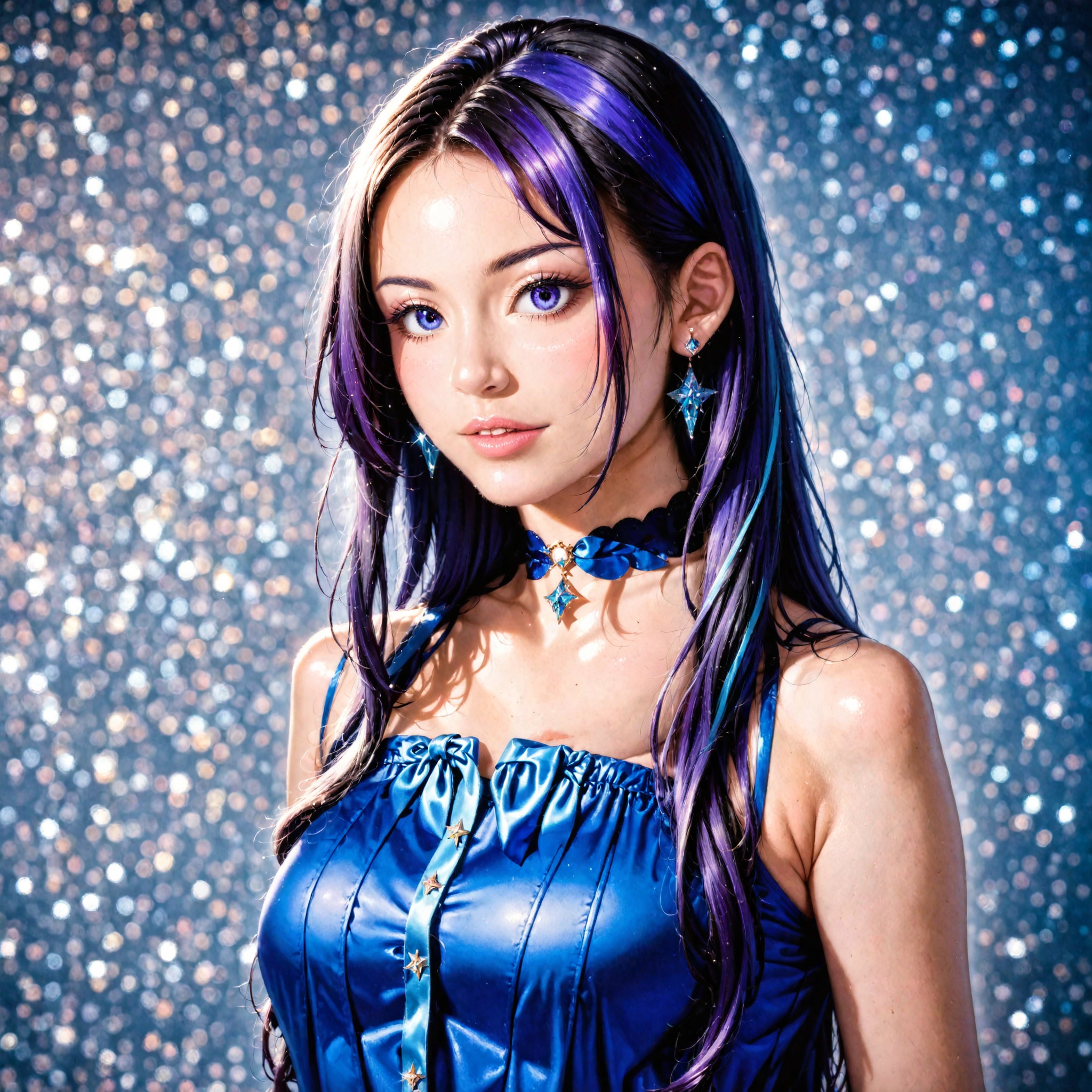 1girl,  a Japanese witch girl,  cyan fire hair on Tensor.Art