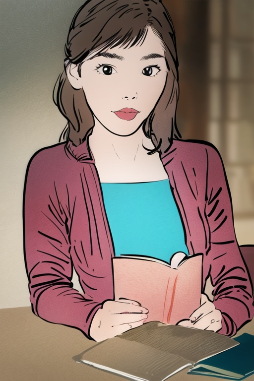 1girl,  read a book,  YunQiuStyleColor on Tensor.Art