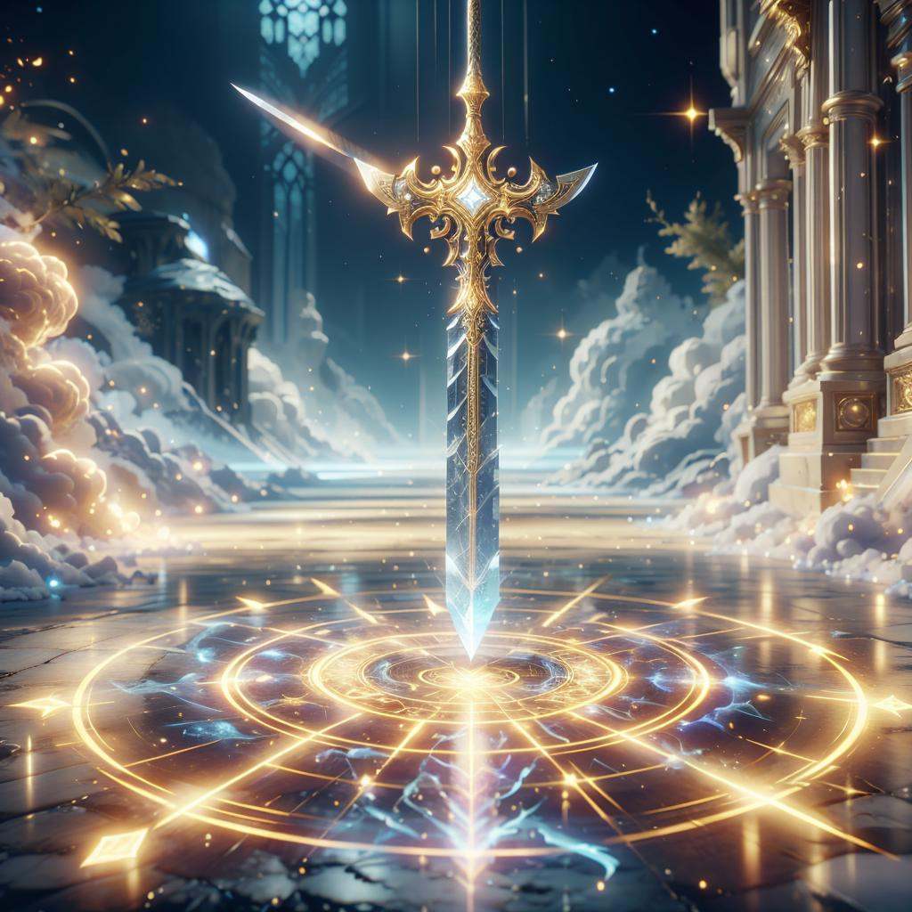 <lora:HolyMagic:0.9>, holymagic , fantasy, divine energy , purity , enchanted sword , greatsword, sword hilt, 