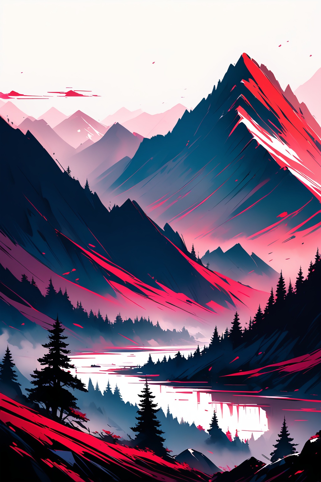 Very beautiful landscape with majestic mountains. INK on Tensor.Art
