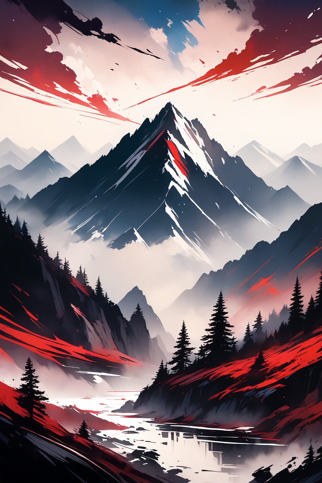 Image of great and majestic mountains. INK on Tensor.Art