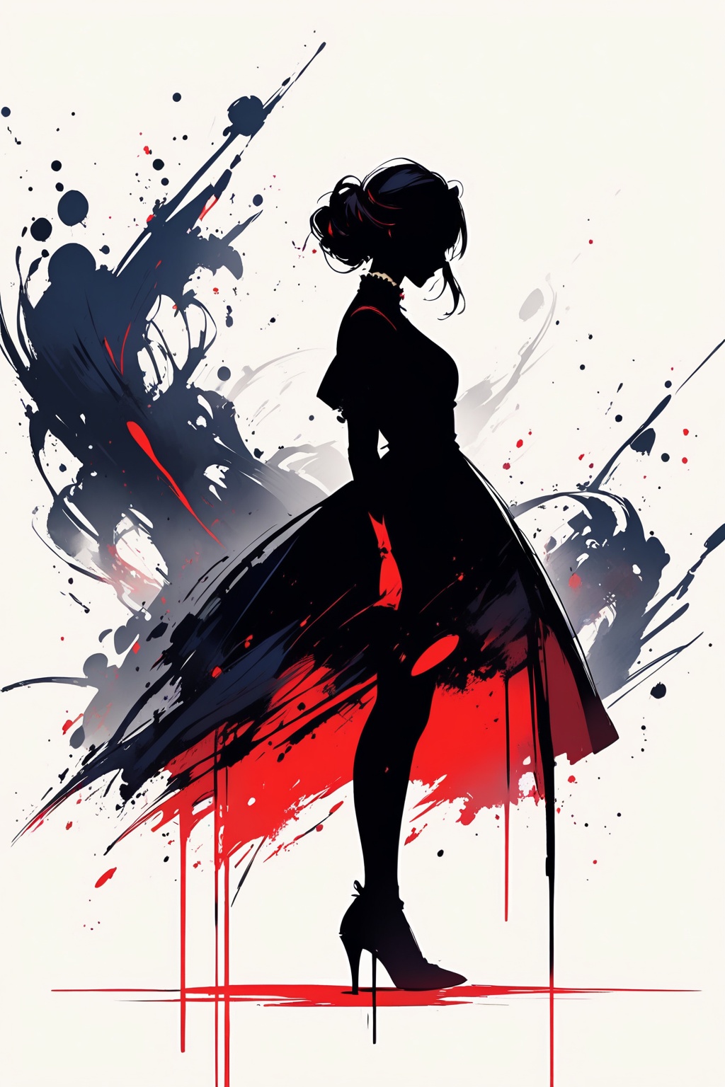 Silhouette of an elegant woman. INK on Tensor.Art