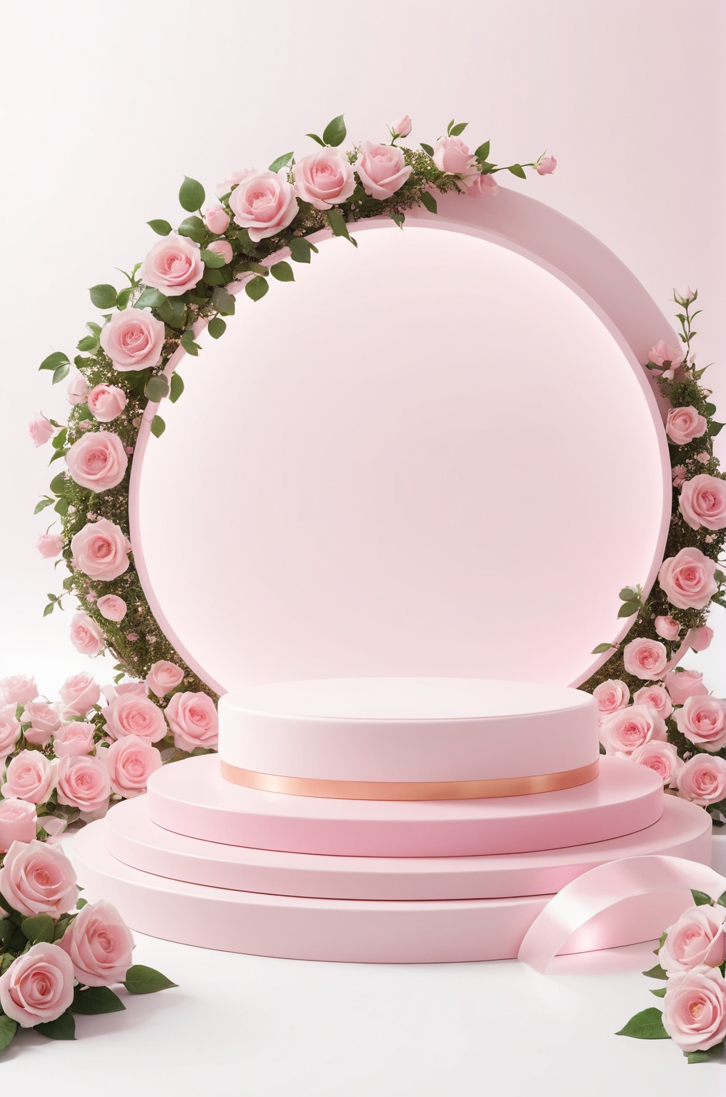 3D\(hubgstyle)\,  a round podium on the ground in the middle,  white background on Tensor.Art