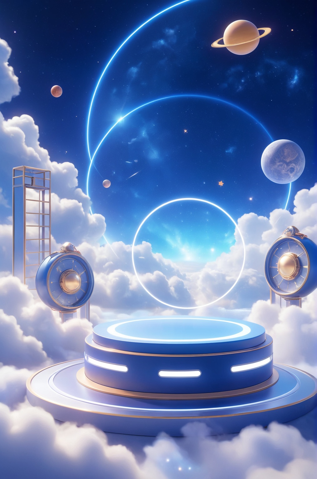 3D\(hubgstyle)\,  a round podium on the ground in the middle,  cosmos theme on Tensor.Art