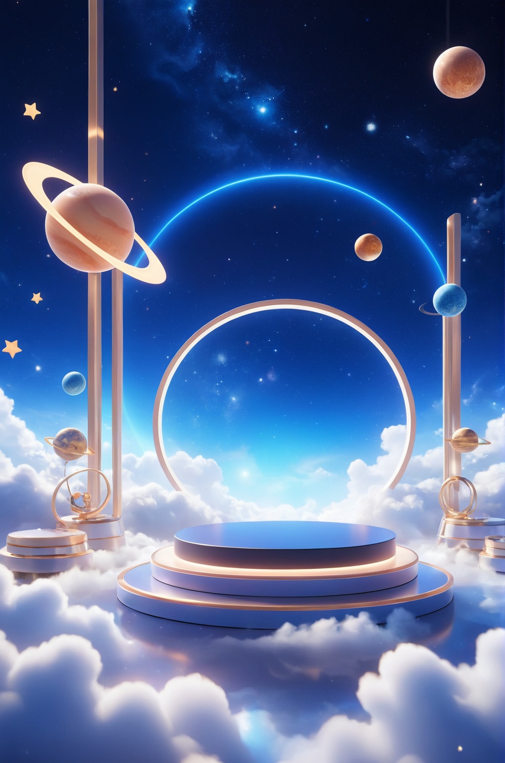 3D\(hubgstyle)\,  a round podium on the ground in the middle,  cosmos theme on Tensor.Art