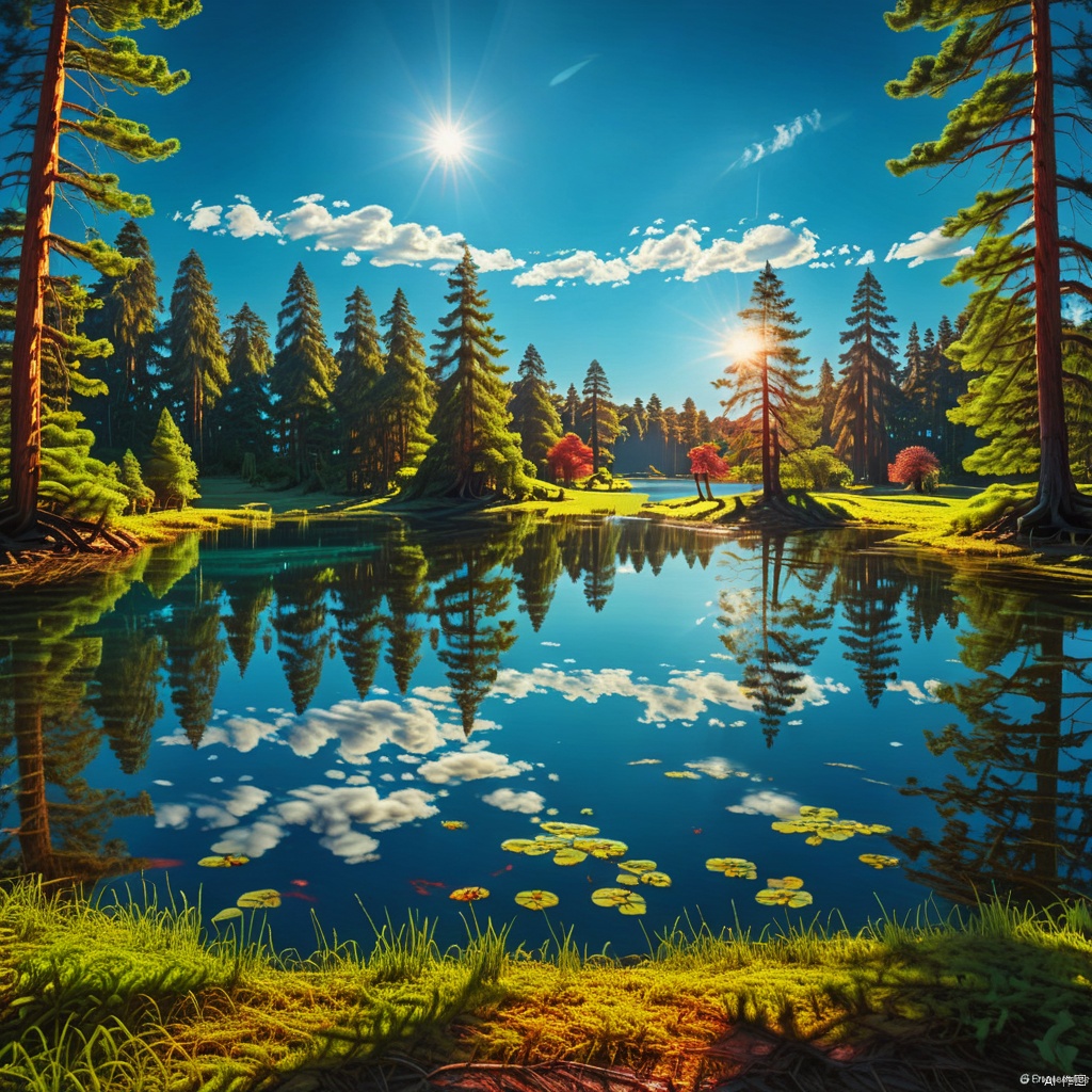 blue sky, Magic Park

,Lakes,

(wonderland:1
),
Adequate sunlight,reflection, true light and shadow, perfect lighting,
no humans,Realistic, 
Overlooking,
Representative,boutique, Masterpiece, Intricate, 
High Quality, Best Quality, 
Ultra HD,high res, 
Full Detail,

,Authenticity,
Take photos,

﻿