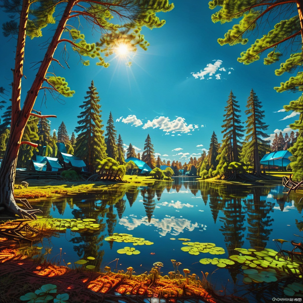 blue sky, Magic Park

,Lakes,

(wonderland:1
),
Adequate sunlight,reflection, true light and shadow, perfect lighting,
no humans,Realistic, 
Overlooking,
Representative,boutique, Masterpiece, Intricate, 
High Quality, Best Quality, 
Ultra HD,high res, 
Full Detail,

,Authenticity,
Take photos,

﻿