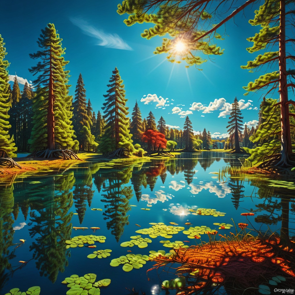 blue sky, Magic Park

,Lakes,

(wonderland:1
),
Adequate sunlight,reflection, true light and shadow, perfect lighting,
no humans,Realistic, 
Overlooking,
Representative,boutique, Masterpiece, Intricate, 
High Quality, Best Quality, 
Ultra HD,high res, 
Full Detail,

,Authenticity,
Take photos,

﻿