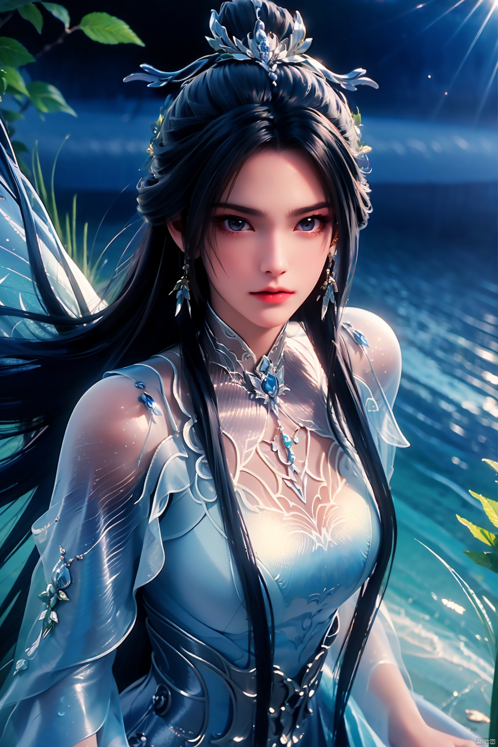  HDR, UHD, 8K, Highly detailed, best quality, masterpiece, 1girl, realistic, Highly detailed, (EOS R8, 50mm, F1.2, 8K, RAW photo:1.2), ultra realistic 8k cg,1 girl, solo focus,peafect body,Long hair,Messy hair,Bangs,hair between eyes,Sidelocks,Hair over shoulder,very long hair,shiny hair,floating hair,Bright eyes,big eyes,detailed eyes,beautiful eyes,hair ornament,hair flower,choker,frilled dress with lace,long dress,pleated dress,[loli],,outdoors,water,flower, in the ((sea of flowers)), flower field,meadow,beautiful detailed sky,feather,nature,(sunlight), skirt up,,moist skin, shiny skin, glossy skin, (best illumination, best shadow, extremely delicate and beautiful), perfect lighting, original, highres, dynamic angle, floating,depth of field, caustics,lens flare,warm lighting,(official art,beautiful and aesthetic:1.2),beautiful face, ultra detailed eyes, looking_at_viewer,kind smile,pose for picture,huolinger,, liuyifei, ((poakl)), Detail,wings,glint,glowing,((A butterfly)), LXQ,