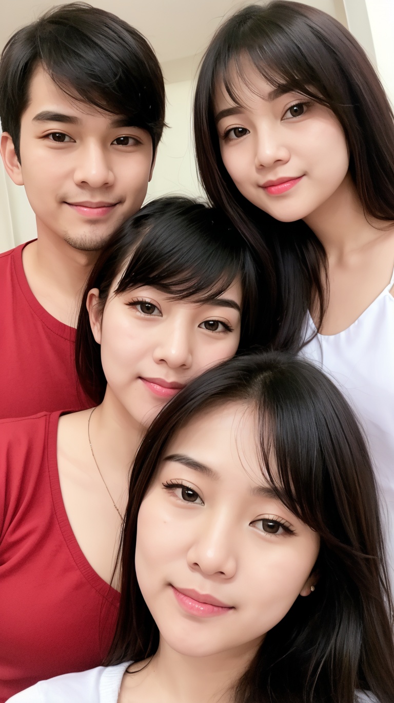 （1girll,  1人,  couple）there is a man and woman that are posing for a picture on Tensor.Art