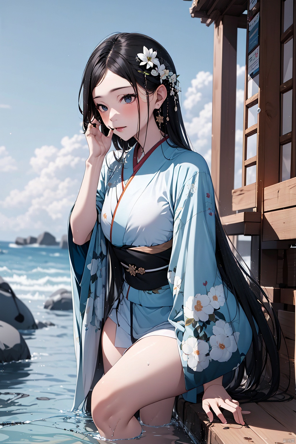  best quality,8k,1girl,solo,kimono,water, qinglian