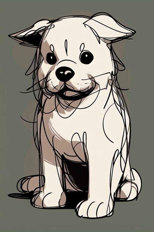 a dog,  rendered with bold,  clean outlines and simple shapes on Tensor.Art