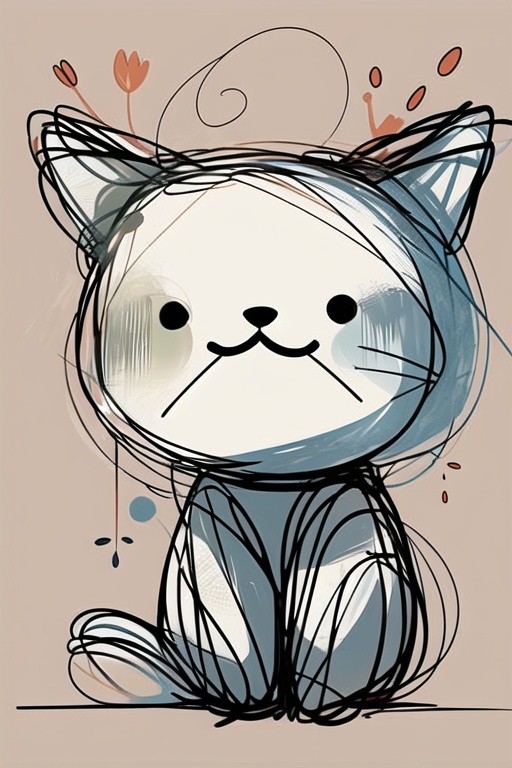 a cat,  rendered with bold,  clean outlines and simple shapes on Tensor.Art