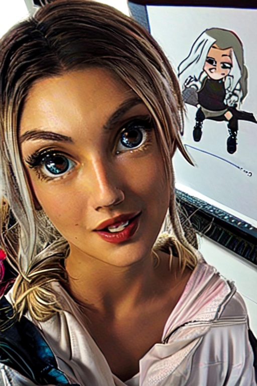 1 girl,  real girl with big Anime eyes,  Super oversized Giant anime eyes on Tensor.Art