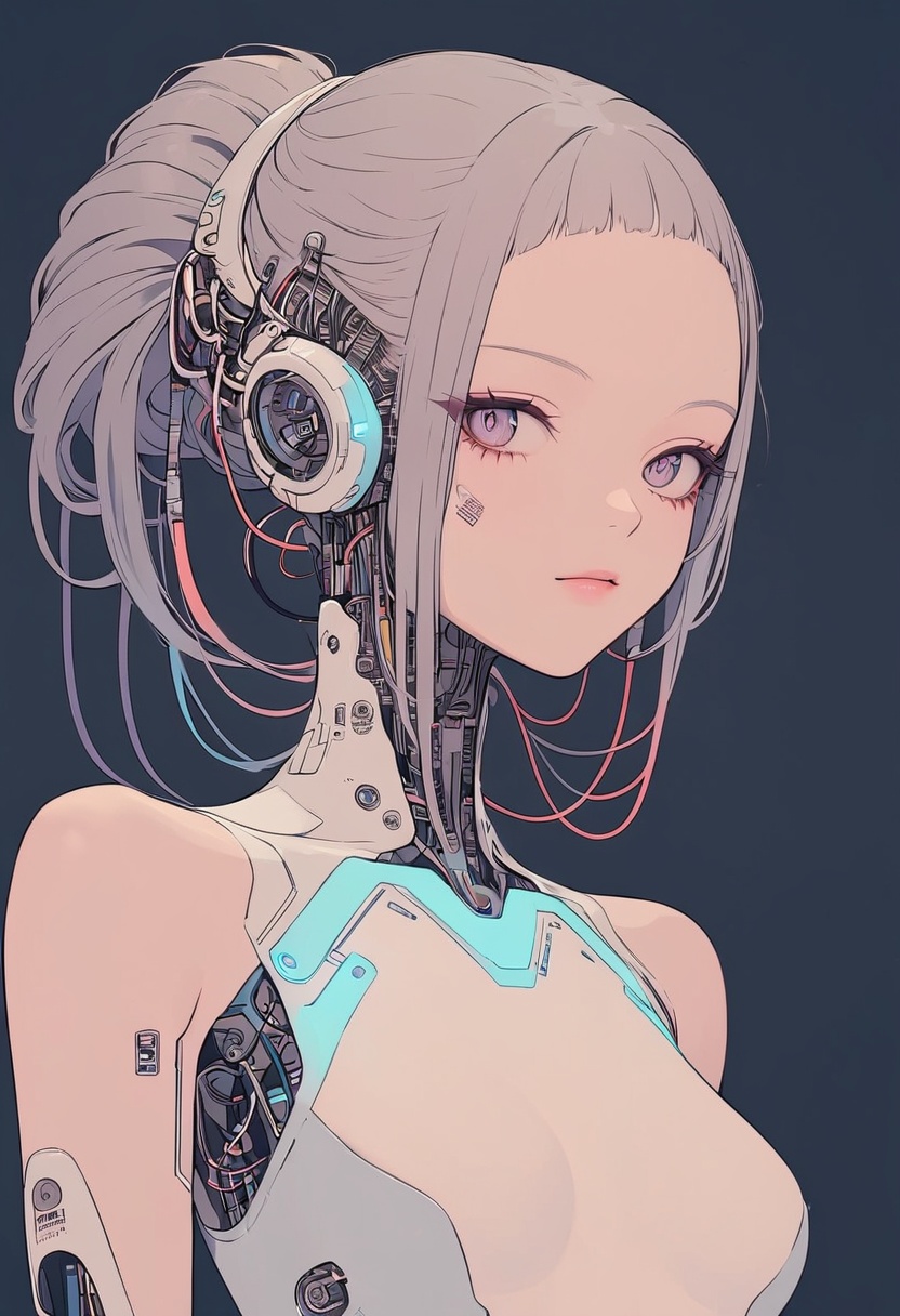simple background,  1girl,  cybernetic on Tensor.Art