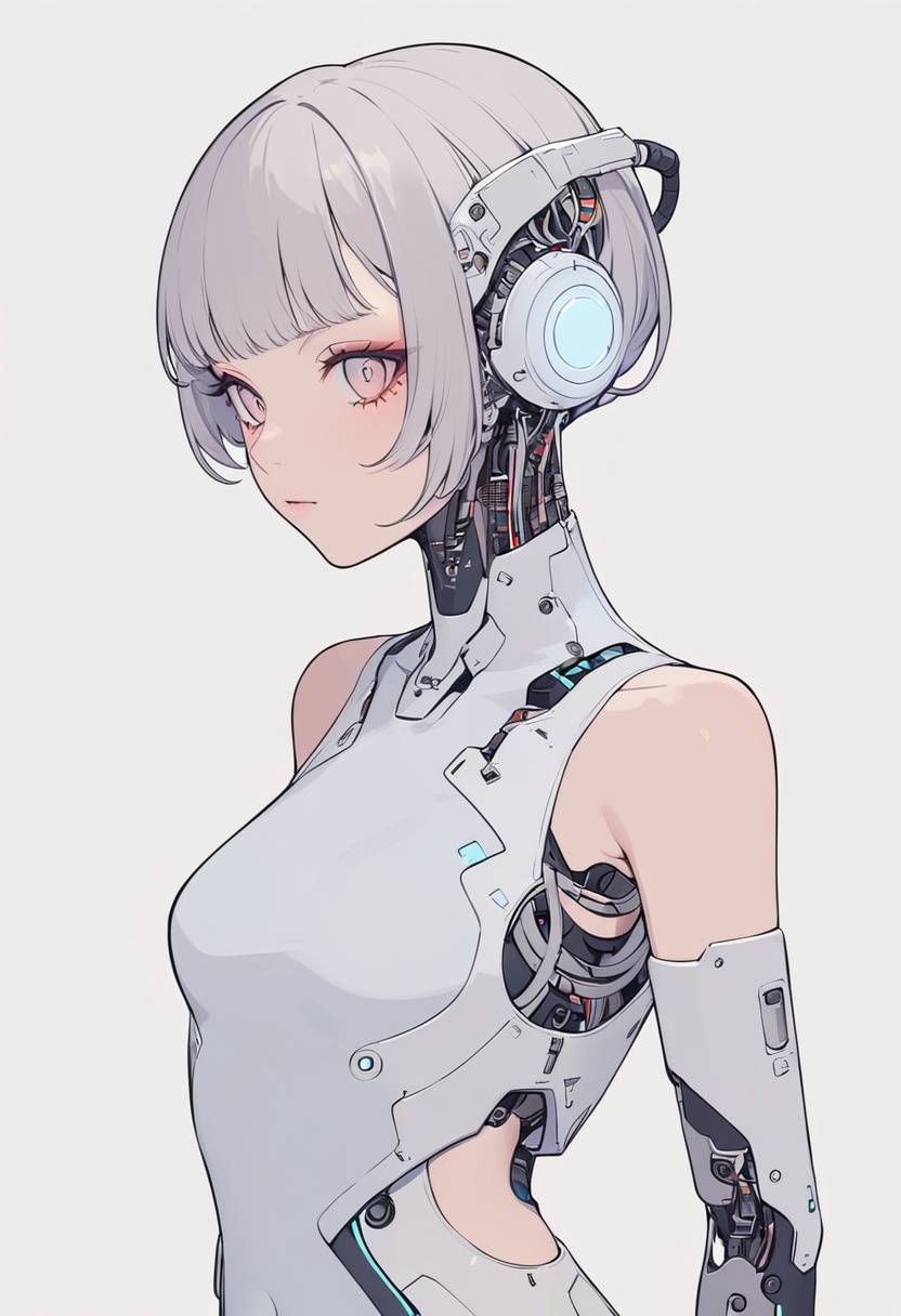 simple background,  1girl,  cybernetic on Tensor.Art