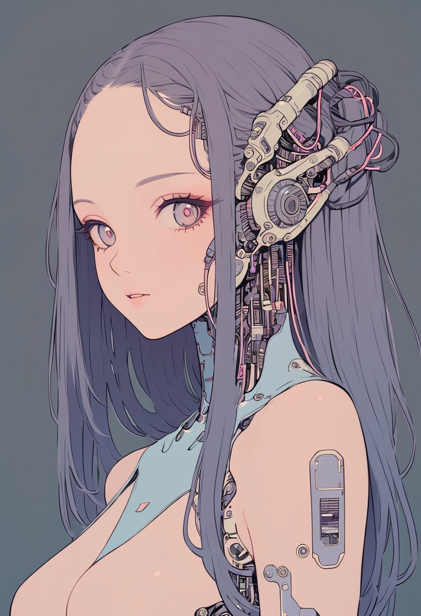simple background,  1girl,  cybernetic on Tensor.Art