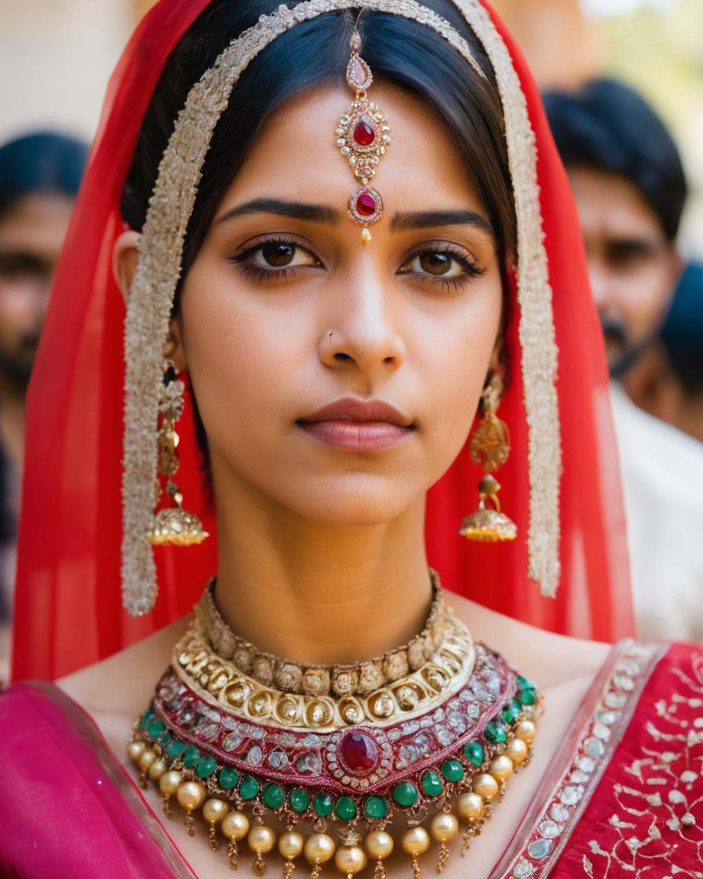a woman in a traditional indian dress and jewelry on Tensor.Art