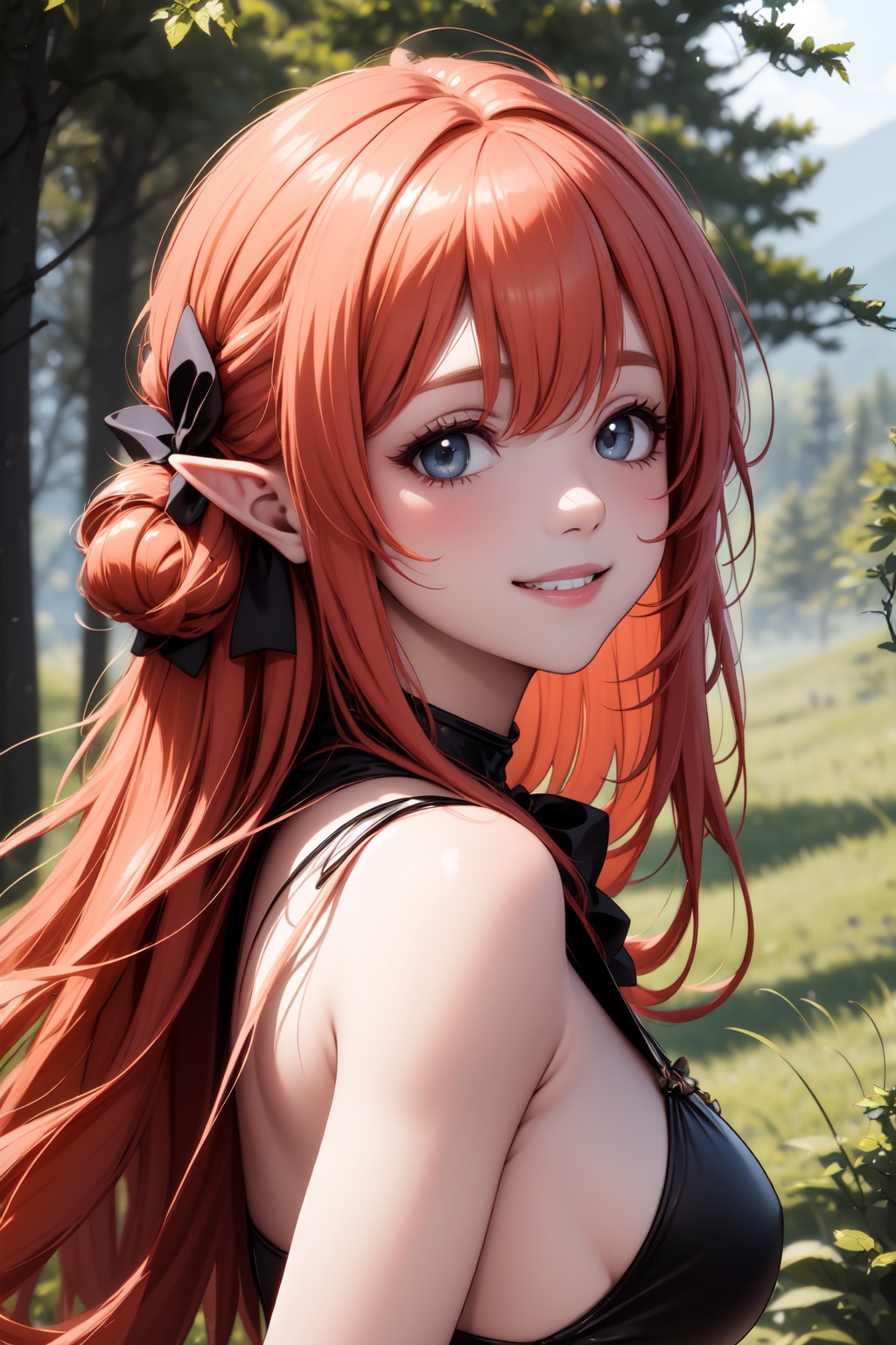 Pretty and wild elf girl. She wears a very elegant elf warrior armor. She is a very badass and cold girl. Hyperdetailing m...