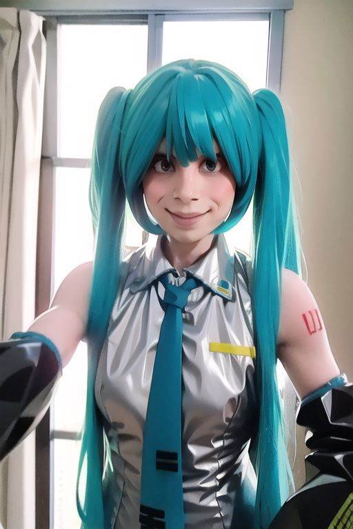 Hatsune Miku smiling half body on Tensor.Art