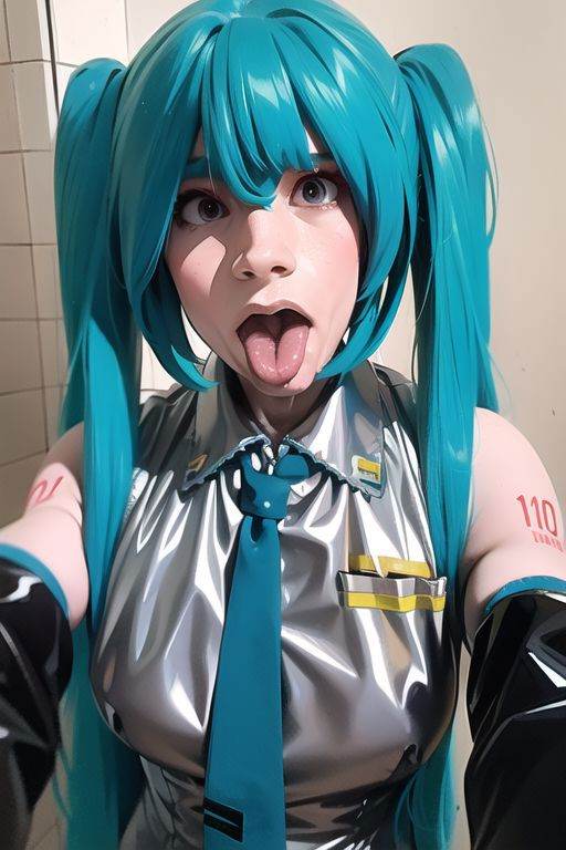Hatsune Miku ahegao half body on Tensor.Art