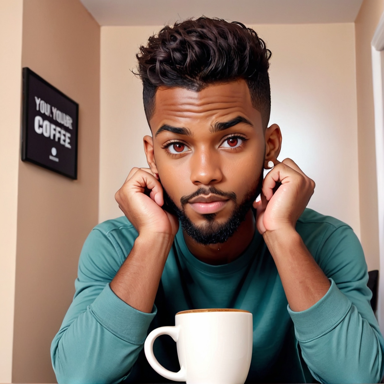 (1boy) Young black man,  shaved black hair,  looking like taylor Launer on Tensor.Art