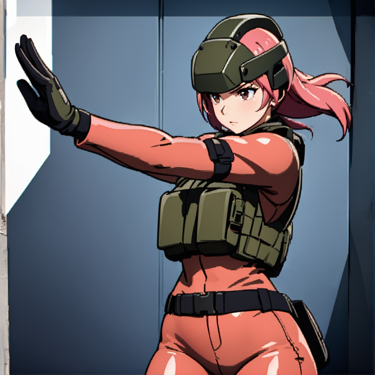 style of metal gear solid,  ,  (pink hair) on Tensor.Art