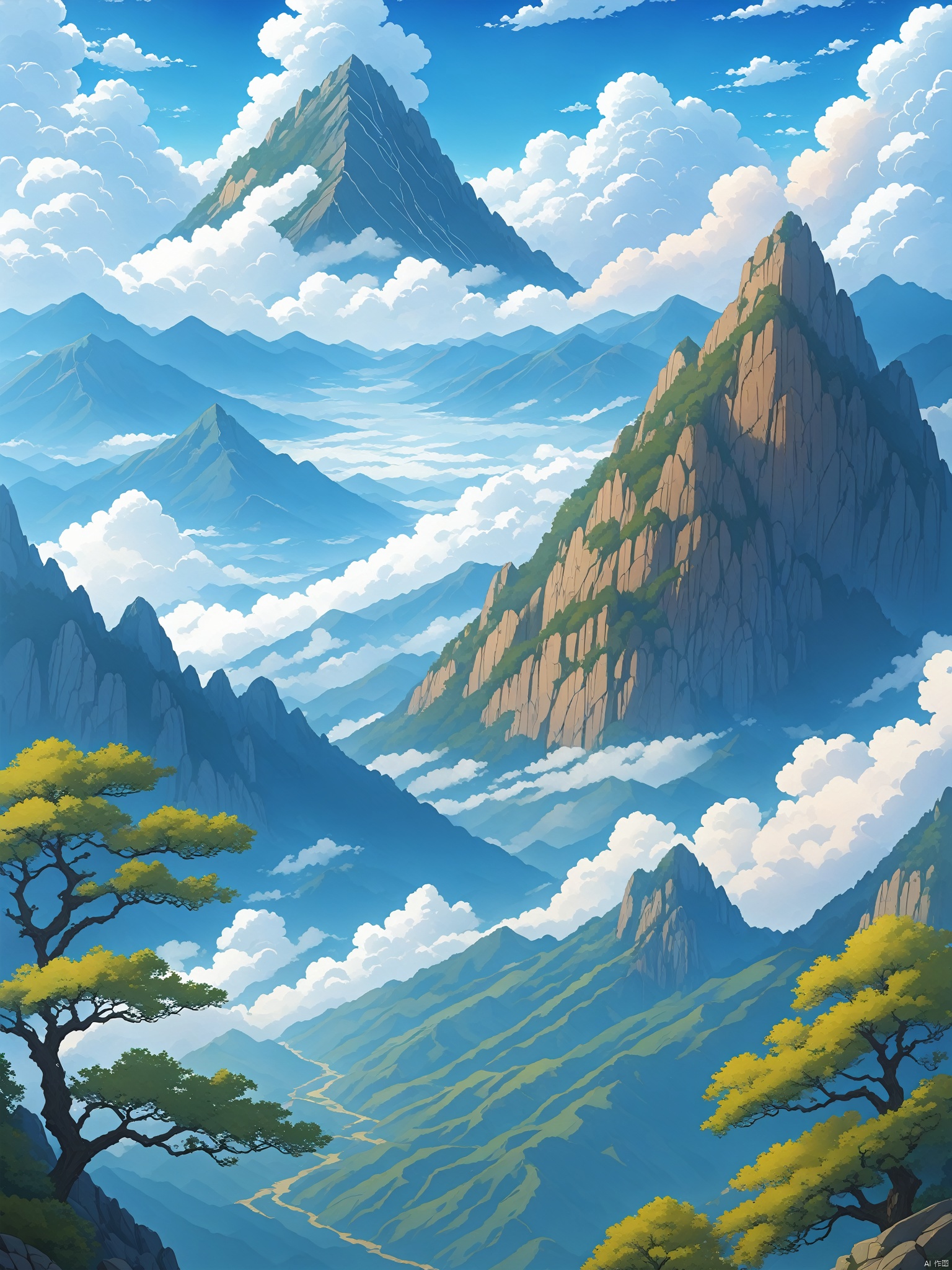 outdoors, sky, day, cloud, blue sky, no humans, scenery, mountain, landscape