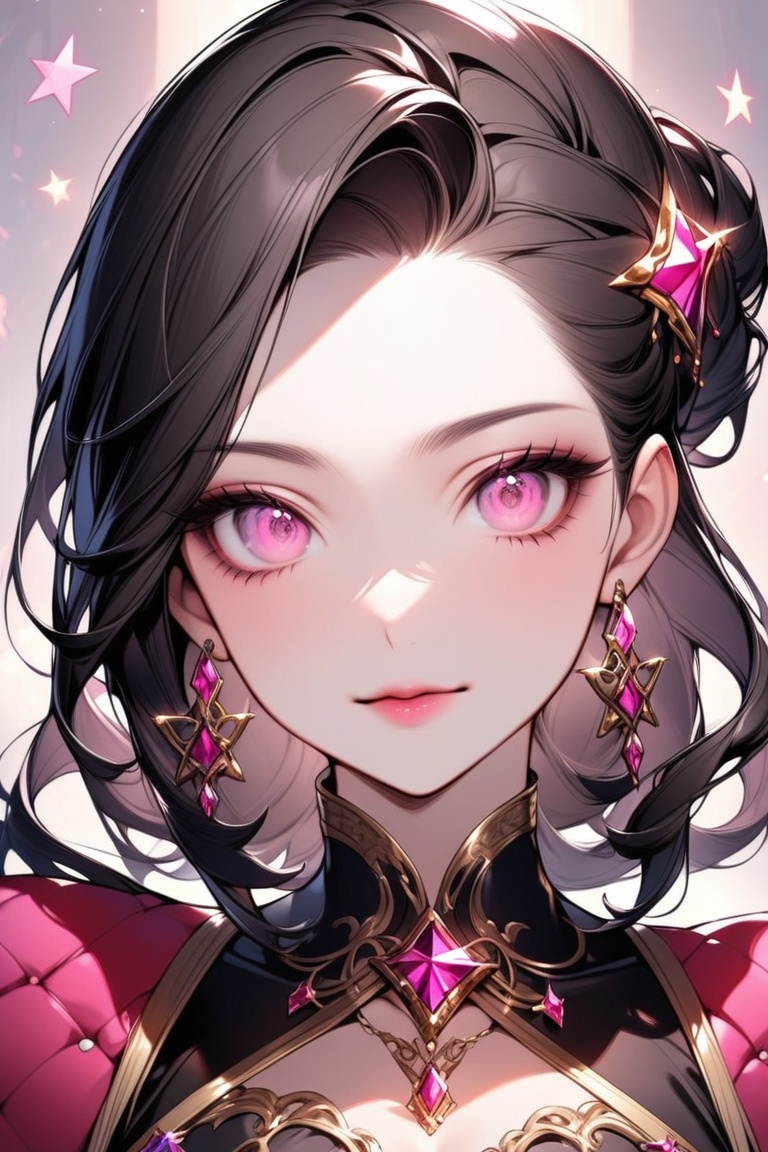 Beautiful girl. She is very badass,  she wears a fancy princess dres. The background of the picture is a luxurious palace,...