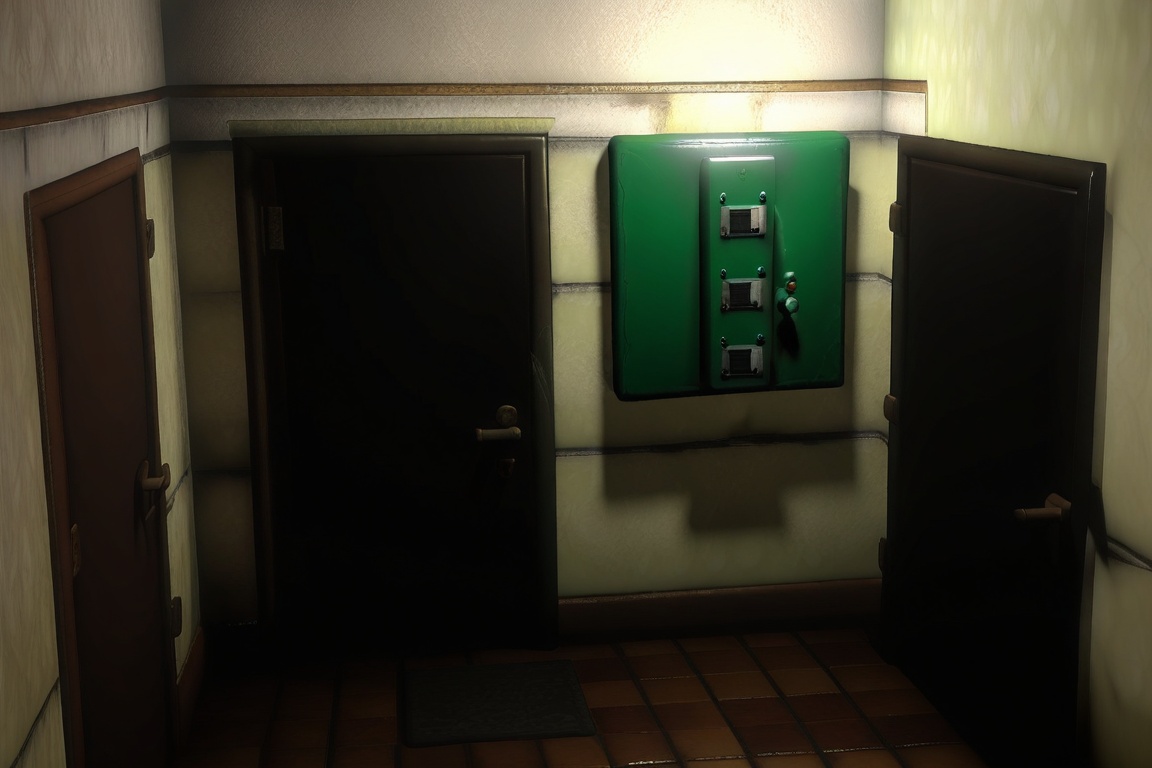 Apartment coridor,  dark,  1 lightsource on Tensor.Art