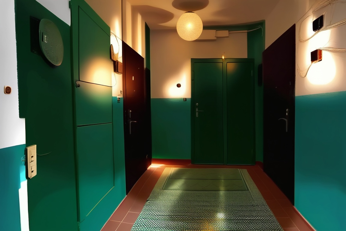 Apartment coridor,  1 lightsource,  tile floor on Tensor.Art