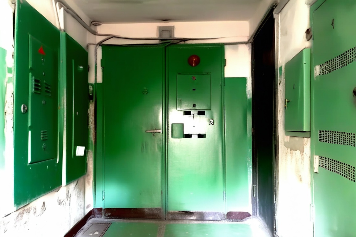 Apartment coridor,  concrete walls,  soviet era apartment entrance on Tensor.Art