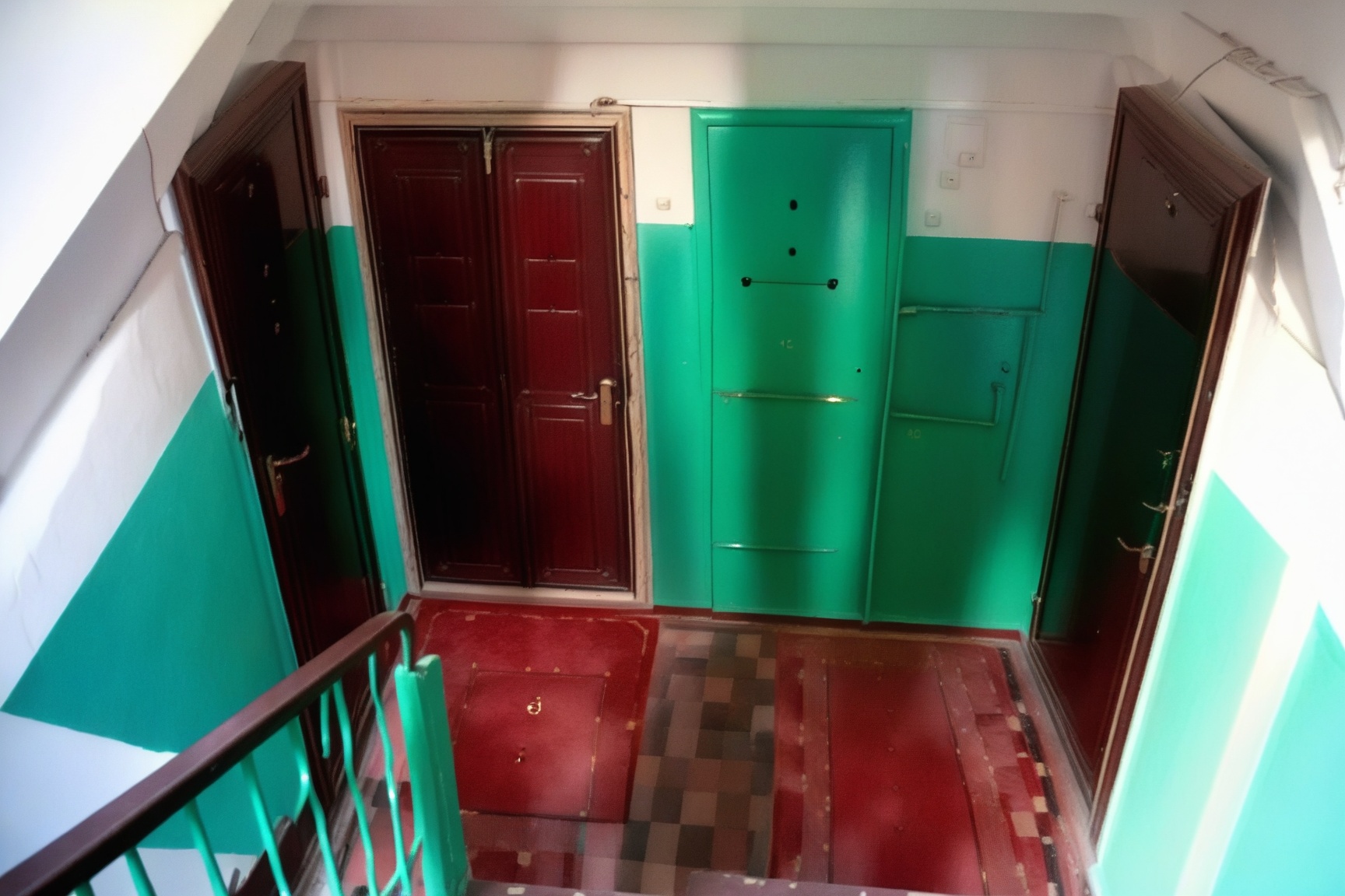 Apartment coridor,  3 doors,  fusebox on Tensor.Art