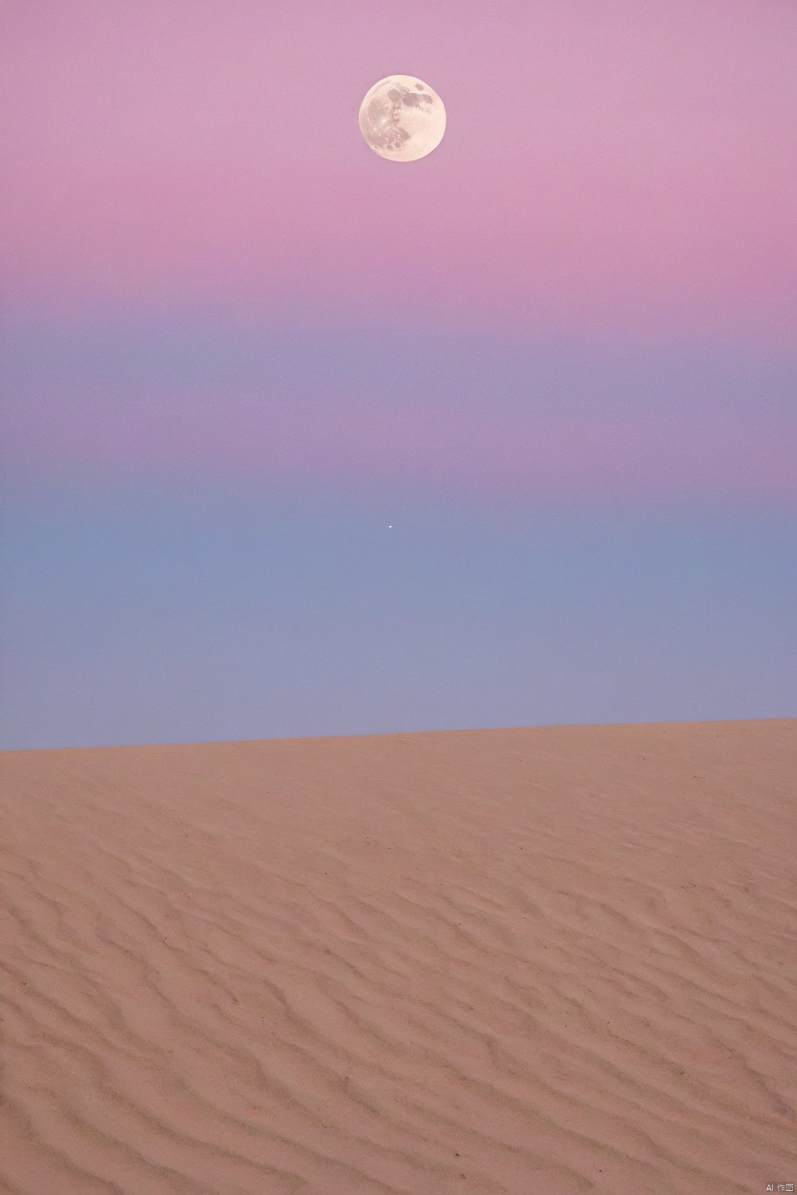 sky_moon,pink-purple sky,full moon,scenery,desert,1girl,,star,more detail XL,xxmixgirl, xxmix_girl, monkren, qingyi,