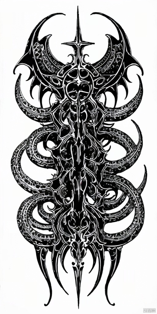 symmetry(-1), Cthulhu style, Metal mechanical parts, stars, cyberpunk, futurism, Rune used for decoration(0.2), Blanking of pattern, Aesthetic, tattoo draft, Sharp lines, slim line(0.7), white background, no humans, draft, slim pattern, Large area blank(2), masterpiece, extreme details, cyber sigilism(1),黑白画, pen drawing ,钢笔画, gothichorrorai,线条