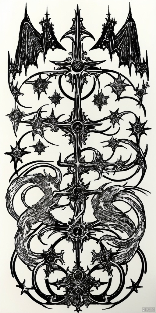 Metal mechanical Part sketch, stars, cyberpunk, futurism, Rune used for decoration(0.2), Blanking of pattern, Aesthetic, tattoo draft, Sharp lines, slim line(0.7), white background, no humans, draft, slim pattern, Large area blank(2), masterpiece, extreme details, cyber sigilism(1),黑白画, pen drawing ,钢笔画, gothichorrorai,线条