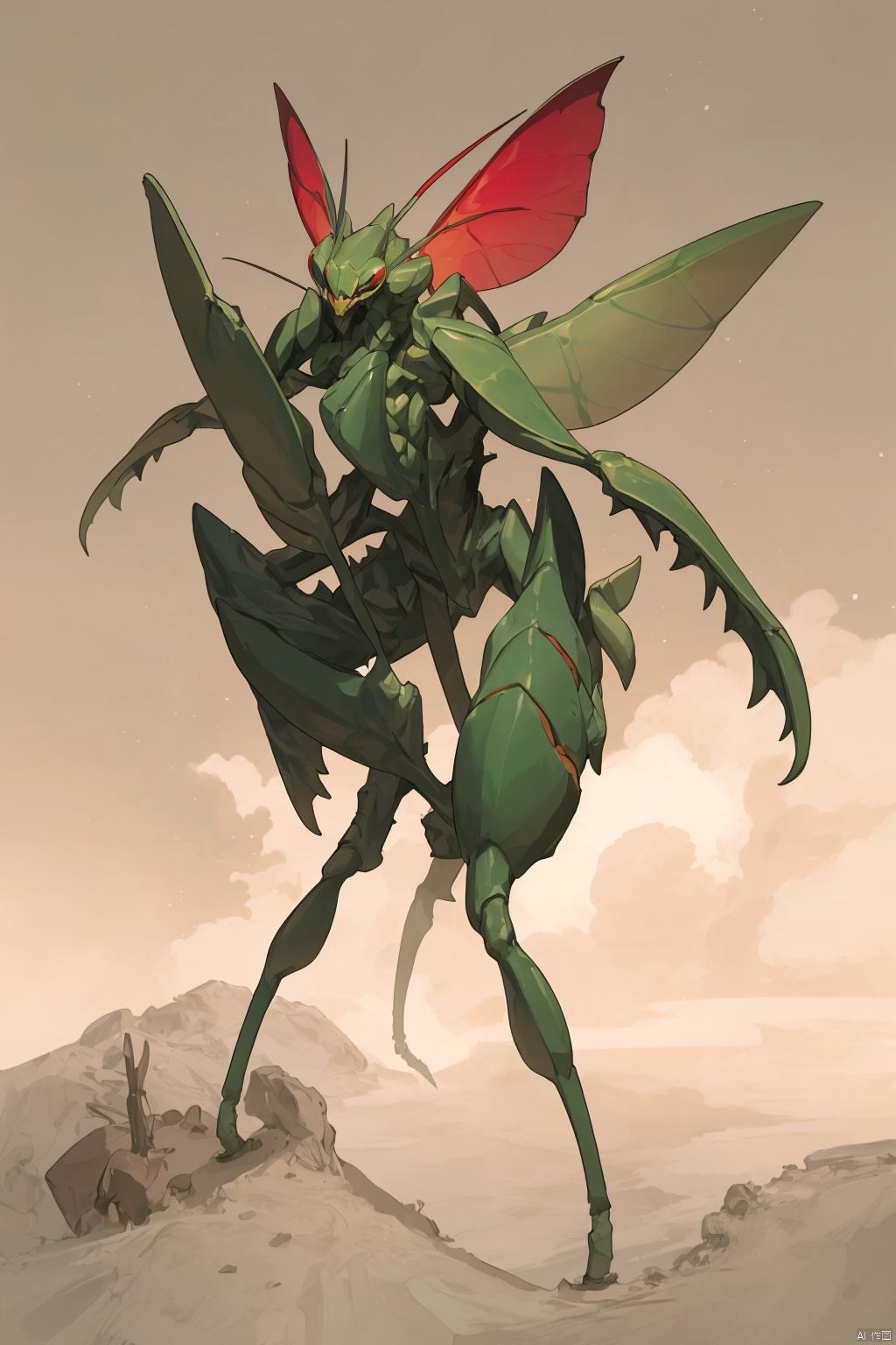 Bestquality,8k,(((masterpiece))),((bestquality)),,solo, Mantis monster