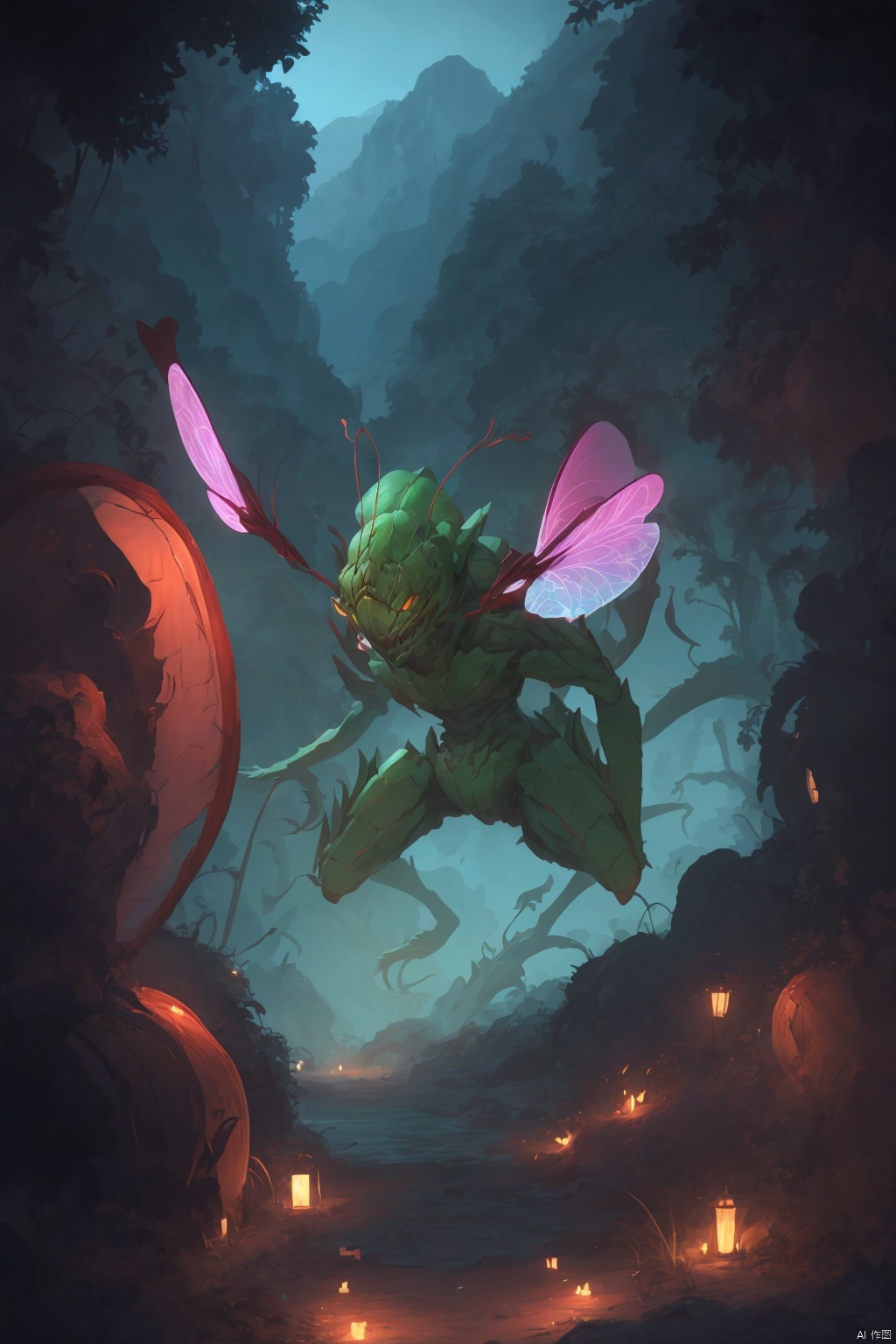 Bestquality,8k,(((masterpiece))),((bestquality)),,solo, Mantis monster