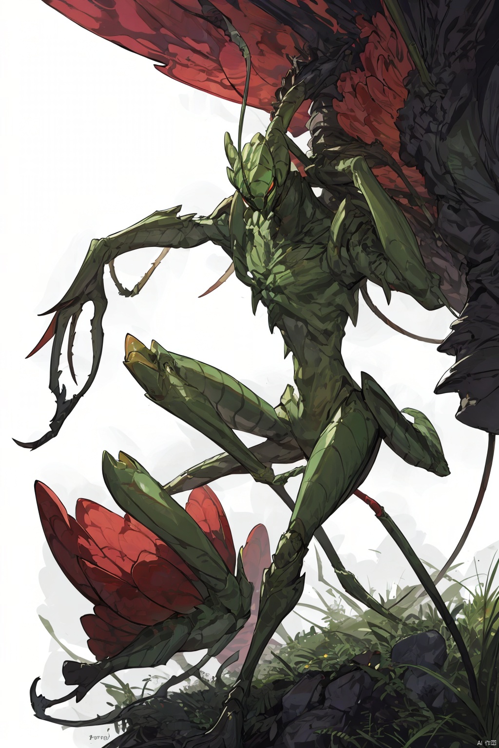 Bestquality,8k,(((masterpiece))),((bestquality)),,solo, Mantis monster