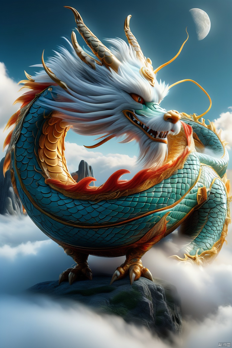 Chinese dragon sleeping on clouds,translucent textures,zbrush,anime aesthetics.furry art,elaborate,3D.C4D rendering,8K,ultrahigh detail, shanhaijing,中国龙
