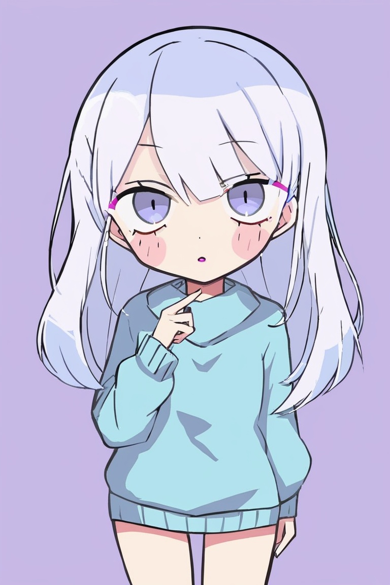 1girl,sweater,white background,mkup, txznmk,